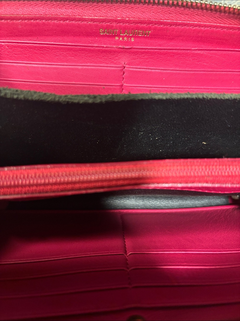 Saint Laurent Classic Y Ligne Zip Around Wallet in fuchsia pink - Picture 9 of 16
